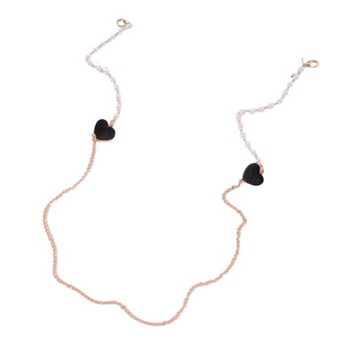 Chaîne De Lunettes Élégante Anti-Casse Multicolore Délicate Haute Brillance Décorative Légère Coeur D'amour Imitation Perle Couverture De Visage Pour Enfants Corde Anti-Perte Pour La Vie Quotidienne-Noir