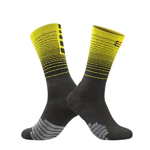 Chaussettes De Sport À Rayures Dégradées, 1 Paire, Patchwork, Mi-Tube, Pour Femmes Et Hommes, Bas De Serviette Antidérapant, Chaussettes De Basket-Ball Professionnelles-Noir
