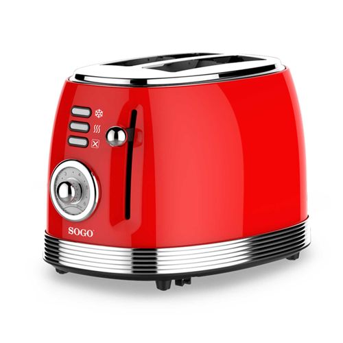Sogo Toast Retro Vintage acero INOX (Red, Toaster 850W)