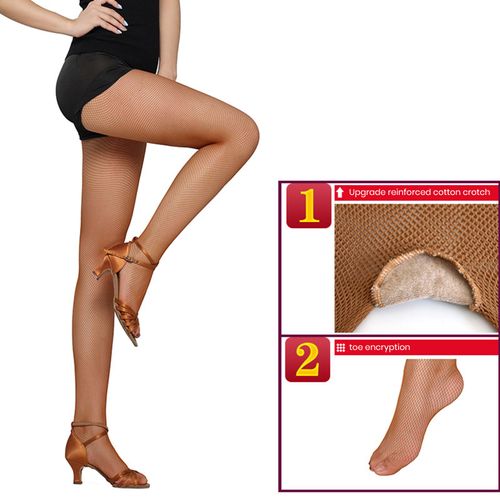 Collants Latins Professionnels Pour Femmes, Collants Résille À Haute Élasticité, Pour Salle De Bal, Danse Latine, Bas Latins Élastiques Transparents, Taille Unique, Collants De Contrôle Du Ventre-Caramel