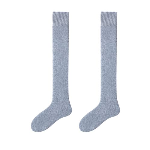 1 Paire De Bas D'hiver Pour Hommes, Couleur Unie, Doux, Respirant, Tube Long, Haute Élasticité Sur La Longueur Du Genou, Chaud, Antidérapant, Sans Odeur, Chaussettes Longues Unisexes-Gris