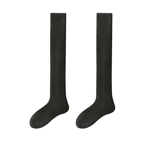 1 Paire De Bas D'hiver Pour Hommes, Couleur Unie, Doux, Respirant, Tube Long, Haute Élasticité Sur La Longueur Du Genou, Chaud, Antidérapant, Sans Odeur, Chaussettes Longues Unisexes-Noir