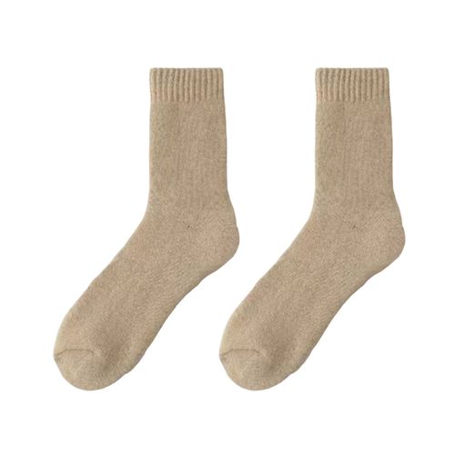 1 Paire De Chaussettes D'hiver Pour Hommes, Mi-Tube Épais, Isolation Thermique, Maison, Chambre À Coucher, Chaussettes De Sol, Couleur Unie, Antidérapantes, Tricotées, Usage Quotidien, Chaussettes De Sport-Chameau