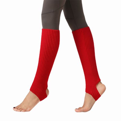 Femmes Fille Tricoté Chaud Genou Haute Étrier Yoga Sport Danse Jambières Chaussettes-Rouge Vif