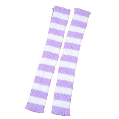 1 Paire De Chaussettes Adorables, Respectueuses De La Peau, Multicolores, À Rayures, À La Mode, Pour Filles-Rayure Violette Blanche