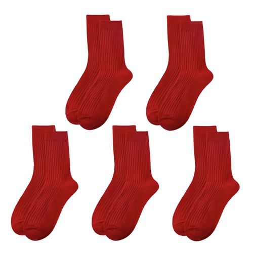 10 Paires Unisexe Nouvel An Chaussettes Rouges Broderie Chinoise Mi-Tube Élastique Anti-Dérapant Prospérité Symbole De Bon Augure Absorption De La Sueur Hommes Célébrations Chaussettes-Un