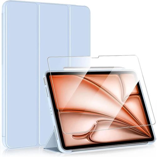 Coque + Verre Trempé Pour Ipad Air 11 Pouces 2025/2024 M3/M2, Etui Housse Bleu Antichoc Fonction Support - E.F.Connection