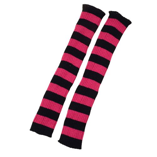 1 Paire De Chaussettes Adorables, Respectueuses De La Peau, Multicolores, À Rayures, À La Mode, Pour Filles-Rayure Rouge Noir-Rose