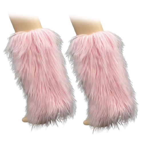 1 Paire De Jambières En Fausse Fourrure Pour Femmes Et Filles, Manches De Manchette De Botte Douces En Peluche, Manches De Jambe En Fourrure Moelleuse Pour La Chaleur De L'hiver-40 Cm Rose
