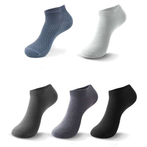 5 Paires De Chaussettes Pour Hommes, Couleurs Mélangées, En Fiber De Bambou, Chaussettes Extensibles Absorbant La Sueur Pour Le Sport, Printemps Et Été-2