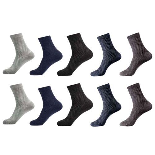 5 Paires De Chaussettes Pour Hommes, Couleurs Mélangées, En Fiber De Bambou, Chaussettes Extensibles Absorbant La Sueur Pour Le Sport, Printemps Et Été-1