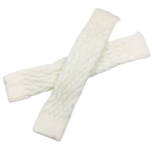 1 Paire De Jambières De Couleur Unie, Confortables À Porter, Respirantes, Pour Femmes Et Filles, En Tricot Torsadé, Pour Usage Quotidien, Fête, Sport-Blanc