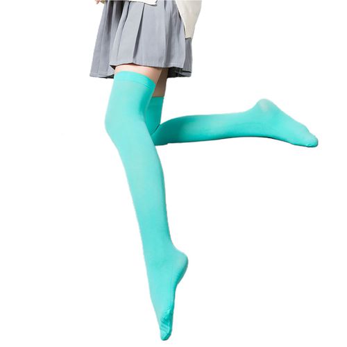 1 Paire De Bas Légers Et Respirants À Haute Élasticité Pour Filles, Chaussettes Au Dessus Du Genou De Style Japonais Pour Dames, Streetwear-Vert Menthe 54