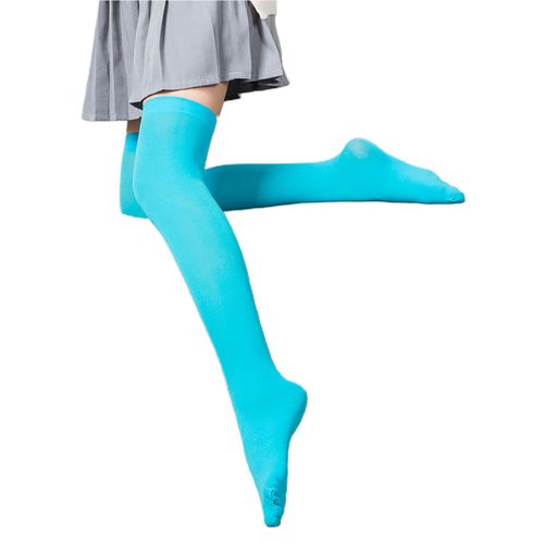 1 Paire De Bas Légers Et Respirants À Haute Élasticité Pour Filles, Chaussettes Au Dessus Du Genou De Style Japonais Pour Dames, Streetwear-Lac Bleu 54