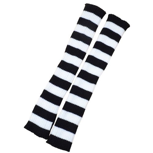 1 Paire De Chaussettes Adorables, Respectueuses De La Peau, Multicolores, À Rayures, À La Mode, Pour Filles-Rayure Noire Et Blanche
