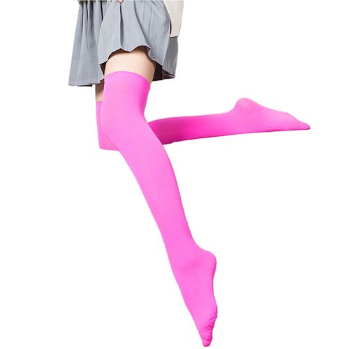1 Paire De Bas Légers Et Respirants À Haute Élasticité Pour Filles, Chaussettes Au Dessus Du Genou De Style Japonais Pour Dames, Streetwear-Rose Rouge 54