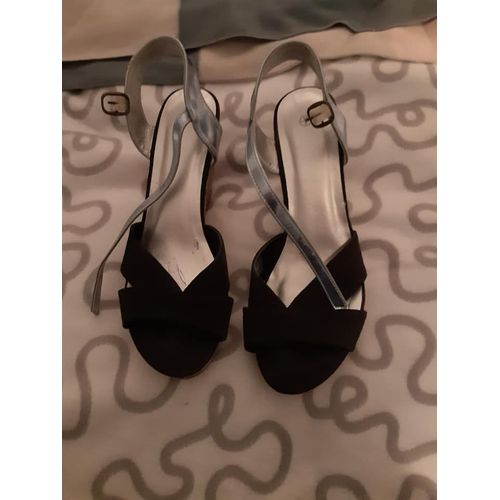 Chaussures Compensées Noires Argentées Pointure 39