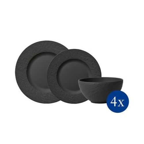 Villeroy & Boch - Manufacture Rock Ensemble D?Assiettes, 12 P., 4 Personnes - Noir