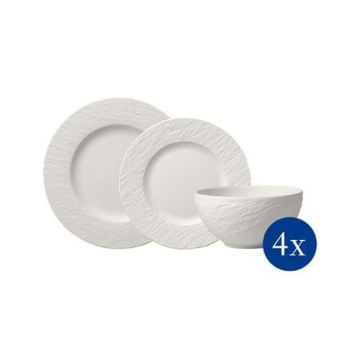 Villeroy & Boch - Manufacture Rock Blanc Ensemble D?Assiettes, 12 P., 4 Personnes - Blanc