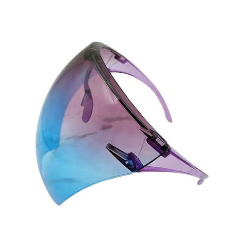 Lunettes De Soleil À Visière Bouclier, Visage Intégral Transparent Unisexe, Lunettes Antidérapantes À Grande Monture Pour L'extérieur-Violet Bleu