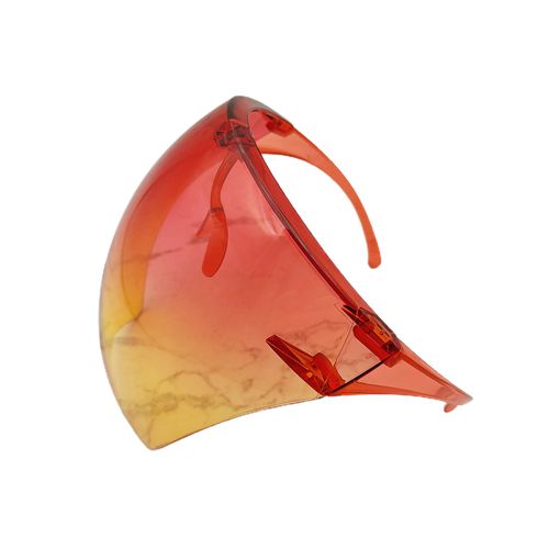 Lunettes De Soleil À Visière Bouclier, Visage Intégral Transparent Unisexe, Lunettes Antidérapantes À Grande Monture Pour L'extérieur-Rouge Jaune