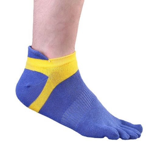 1 Paire De Chaussettes Respirantes À Bout Bas Pour Hommes, Chaussettes Athlétiques À Cinq Doigts, Sans Spectacle-Bleu Clair