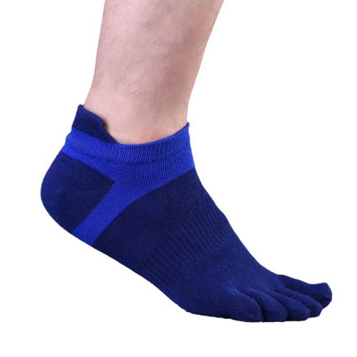 1 Paire De Chaussettes Respirantes À Bout Bas Pour Hommes, Chaussettes Athlétiques À Cinq Doigts, Sans Spectacle-Bleu