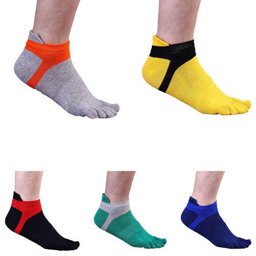 1 Paire De Chaussettes Respirantes À Bout Bas Pour Hommes, Chaussettes Athlétiques À Cinq Doigts, Sans Spectacle-Jaune