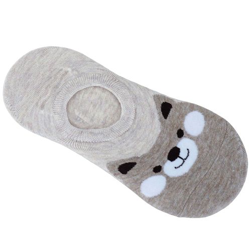 1 Paire De Mocassins Bateau Antidérapants Pour Femmes, En Coton, Invisibles, Coupe Basse, Chaussettes Invisibles-Gris + Ours