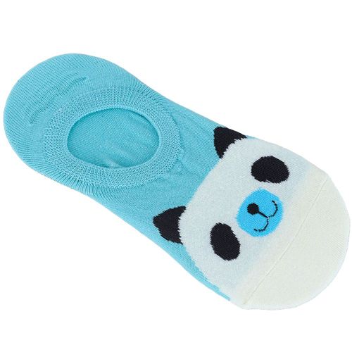 1 Paire De Mocassins Bateau Antidérapants Pour Femmes, En Coton, Invisibles, Coupe Basse, Chaussettes Invisibles-Bleu + Panda