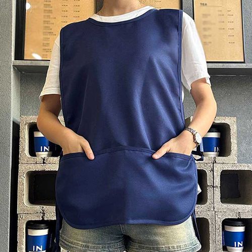 Tablier de cordonnier imperméable avec 2 poches profondes, blouse d'art unisexe pour le nettoyage de la peinture, tablier de cuisine Durable pour les artistes et le travail-Bleu foncé