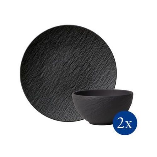 Villeroy & Boch - Manufacture Rock Ensemble D?Assiettes, 4 P., Pr 2 Pers. - Noir