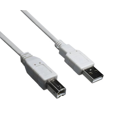 DINIC Câble USB 2.0 A mâle vers B mâle, 28 AWG / 2C, 26 AWG / 2C, gris, DINIC Polybag, longueur 2m