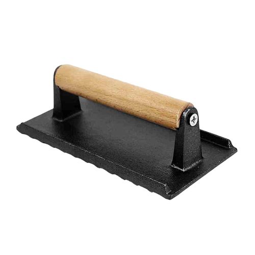 Presse à viande pour griller, presse à bacon ronde en fonte, presse à hamburger rectangulaire avec poignée résistante à la chaleur-Carré