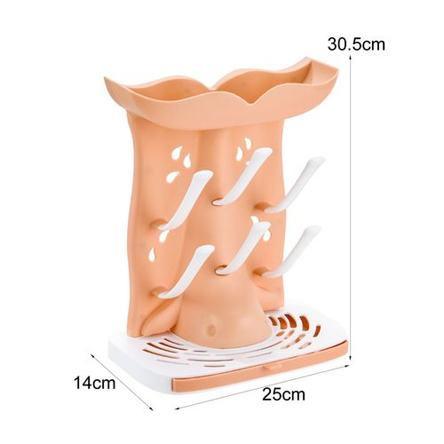 Support De Séchage De Biberons Pour 6 Biberons, Support Vertical De Comptoir Peu Encombrant, Support De Biberons Détachable Pour Accessoires De Bébé, Pièces De Pompe-Orange