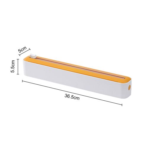 Distributeur de film alimentaire avec coupe-curseur, support de film plastique 2 en 1 pour la cuisine, coupe-film alimentaire innovant et distributeur pour la maison et le restaurant-Jaune 1