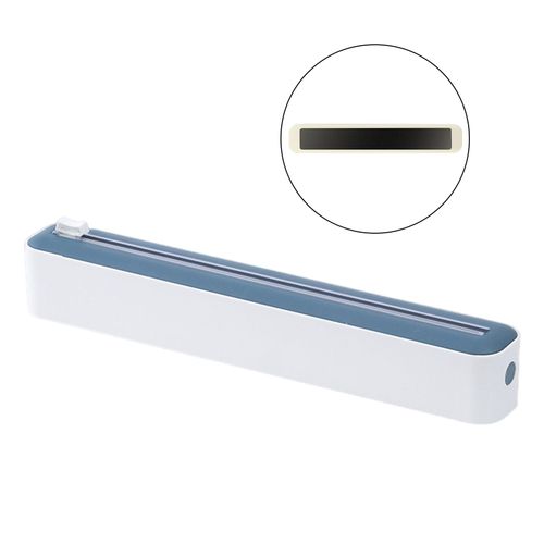 Distributeur de film alimentaire avec coupe-curseur, support de film plastique 2 en 1 pour la cuisine, coupe-film alimentaire innovant et distributeur pour la maison et le restaurant-Bleu 2