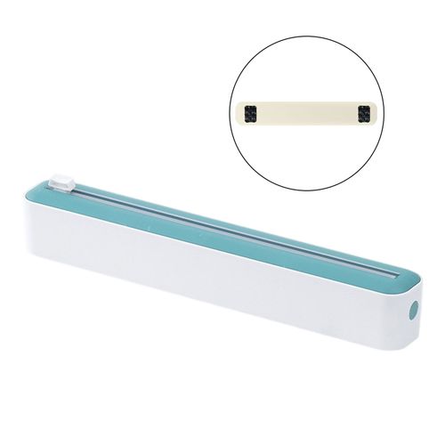 Distributeur de film alimentaire avec coupe-curseur, support de film plastique 2 en 1 pour la cuisine, coupe-film alimentaire innovant et distributeur pour la maison et le restaurant-Vert 1