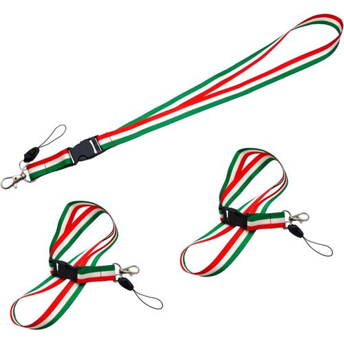 Asas-Lot De 3 Cordons Tour De Cou,Porte-Passe Pour Clés De Téléphone Portable,Cordon Drapeau Italien Tricolore Pour Médaille¿Sangle Amovible,Cordon Et Mousqueton