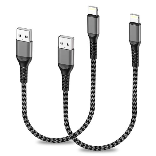 Asas-Cable Iphone Court 0.3m Lot De 2[Certifiés Mfi],Câble Chargeur Rapide Iphone Nylon Cable Usb Lighting Fil Chargeur Iphone Cordon Iphone Pour Iphone 14/13/12/11/X,Ipad Pro/Air/Mini,Airpods