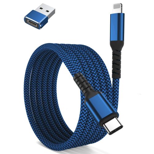 Asas-Câble Chargeur Usb C Vers Lightning 2m Avec Adaptateur Usb A,Cordon Alimentation Type C Pd Charge Rapide Pour Iphone 11 12 13 Mini Pro Max Se 2020 14 Ipad 8 9 Airpods 1 2