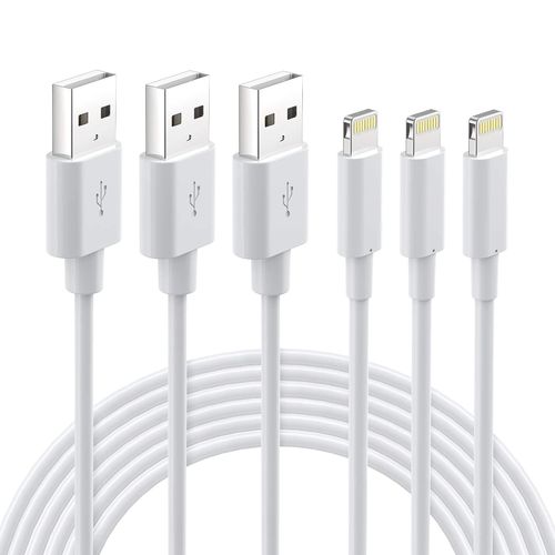 Asas-Lot De 3 Câble De Chargeur Lightning Certifié Mfi 2m Blanc,Pour Iphone 12 Pro Max 11 Pro Xs Max Xr X 8 7 6s Plus/8 7 6s 6 5 Se 5c/Ipad Pro/Airpods Pro,Fil Ultra Résistant