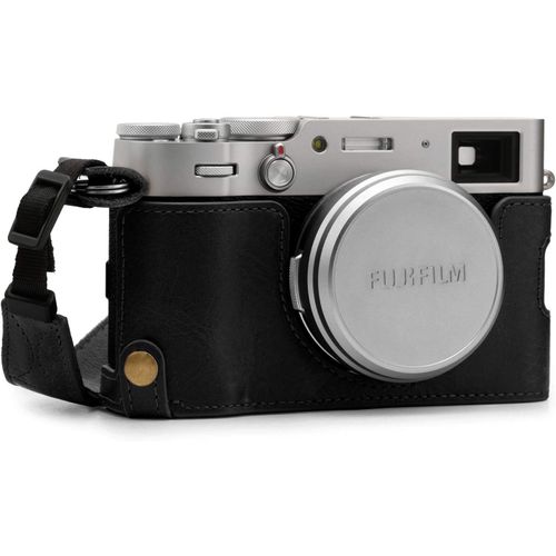 asas-Megagear Ever Ready Demi Étui En Cuir Véritable Avec Bandoulière Compatible Avec Fujifilm X100V