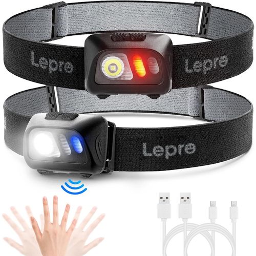 Asas-Lampe Frontale Rechargeable,1500 Lux 5 Modes D'eclairage,Torche Frontale Led Ultra Puissante Usb,Détecteur De Mouvement,60° Réglable Étanche Et Léger Pour Pêche,Camping,Course À Pieds