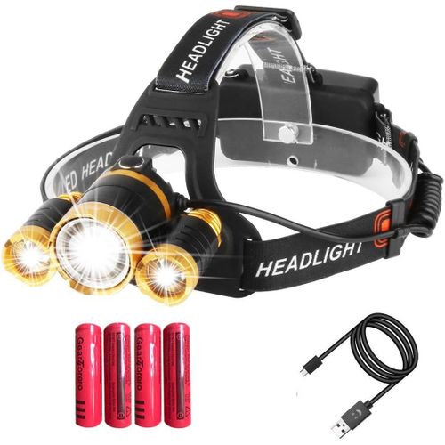 Asas-Super Brillant Led Lampe Frontale Rechargeable Lampe De Poche Étanche Phare 9000 Lumens,Capteur Zoomable Réglable Torche De Tête Pour Camping Chasse Randonnée Courir