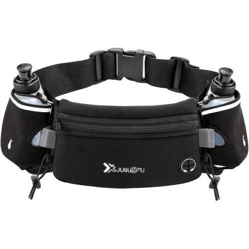 Asas-Ceinture De Course Avec Bouteilles D'eau(2x175 Ml),Ceinture D'hydratation Étanche,Sac De Taille Pour Iphone,Sac De Sport Réglable Pour Marathon,Course À Pied,Randonnée,Noir ,M