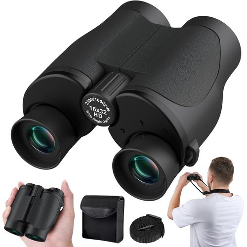 Asas-Jumelles Compactes 16 X 32 Pour Adultes Et Enfants¿Petites Jumelles Haute Puissance Avec Vision Faible¿Mise Au Point Facile¿Jumelles Légères Pour L'observation Des Oiseaux,La Chasse