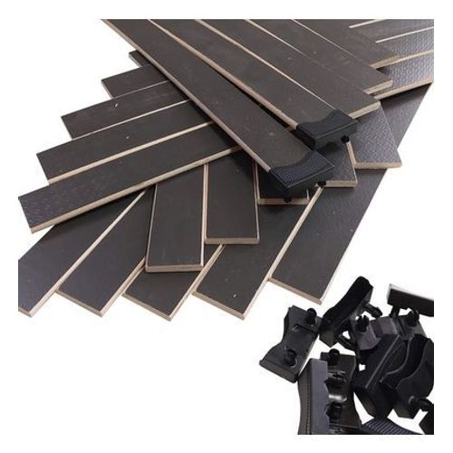 Aob Diffusion - 15 Lattes Grises + Embouts - 680x48x8 Mm - Pour Sommier / Bz / Clic Clac  - Marron
