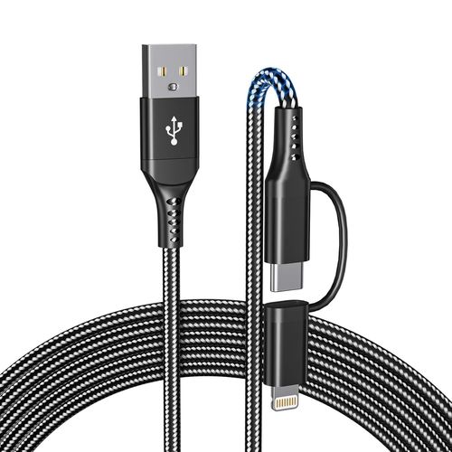 Asas-Câble Usb C Et Lightning Charge Rapide [2m] 2 En 1 Multi Usb Câble [3a & Transmission De Données] Universel Chargeur De Chargement En Nylon Avec Usb C Lightning Câble Pour Iphone 16/15/14/13/Huawei