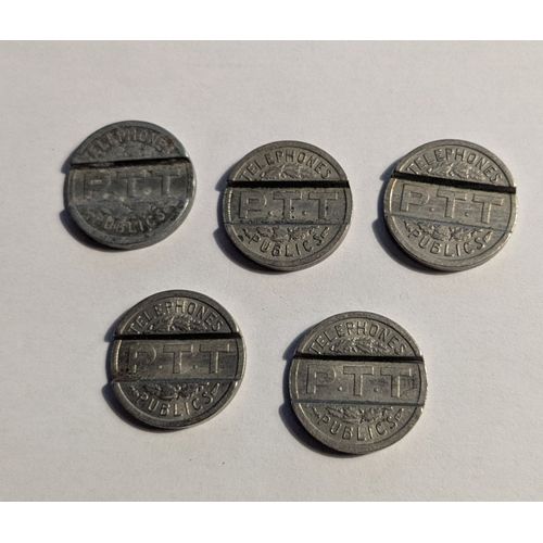 Lot De 5 Jetons Ptt - Téléphones Publics